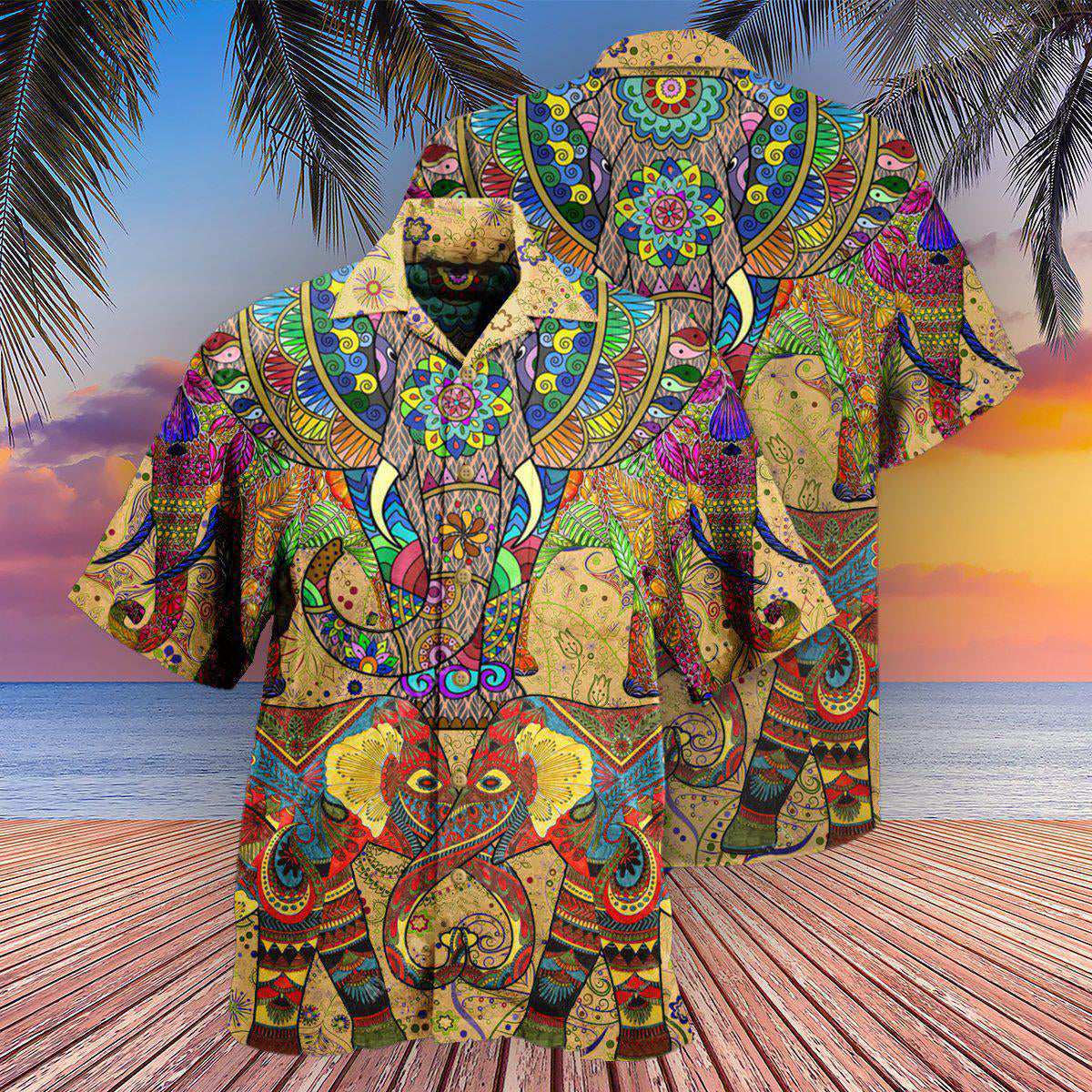 Elephant The Colorful Vintage - Hawaiian Shirt - Owls Matrix LTD