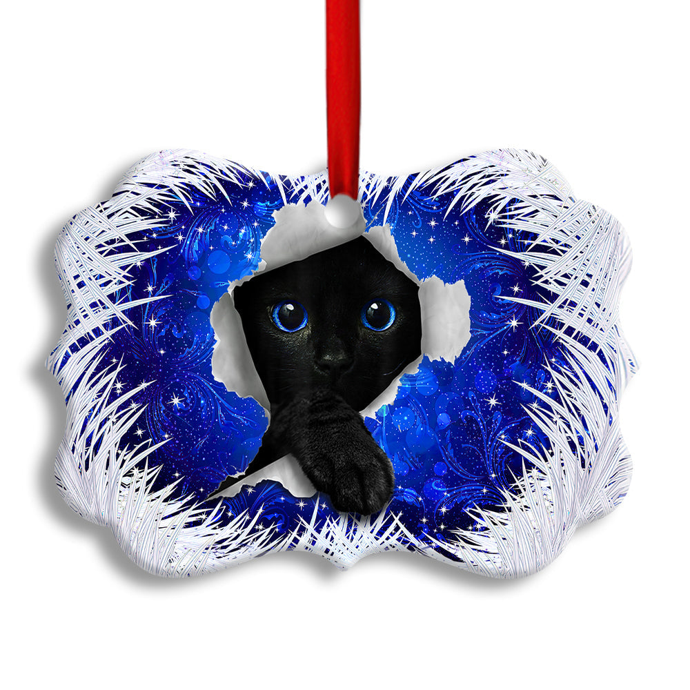 Pack 1 Christmas Black Cat Xmas Decor Tree Hanging - Horizontal Ornament - Owls Matrix LTD
