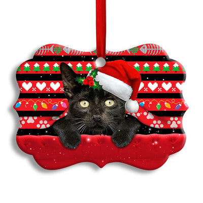 Pack 1 Christmas Black Cat Funny Xmas Decor Tree Hanging - Horizontal Ornament - Owls Matrix LTD
