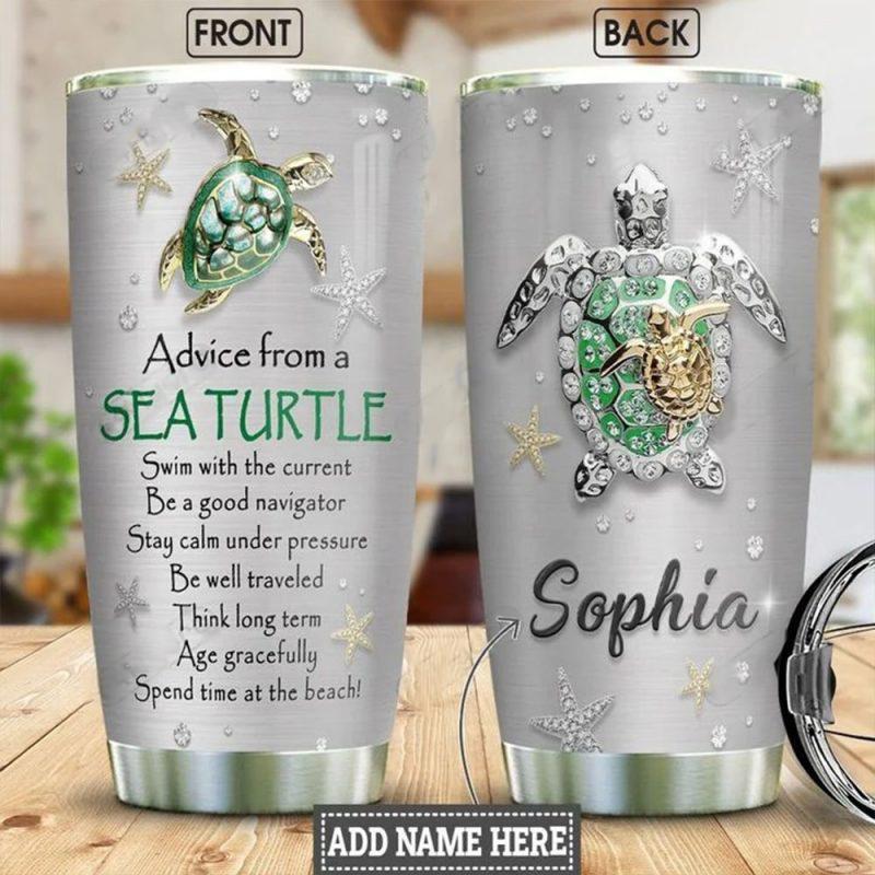 Turtle Love Beach With Metal Sign Personalized - Tumbler - Owls Matrix LTD