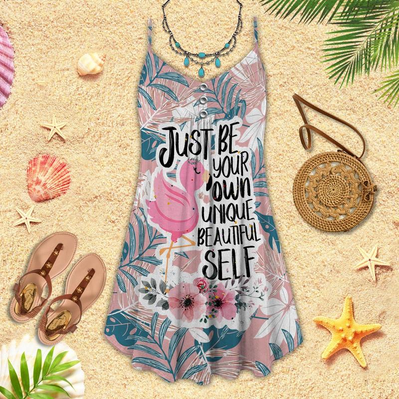 Flamingo Loves Summer Tropical Vibes Relax - Summer Dress - Owls Matrix LTD