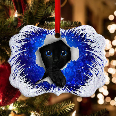 Christmas Black Cat Xmas Decor Tree Hanging - Horizontal Ornament - Owls Matrix LTD