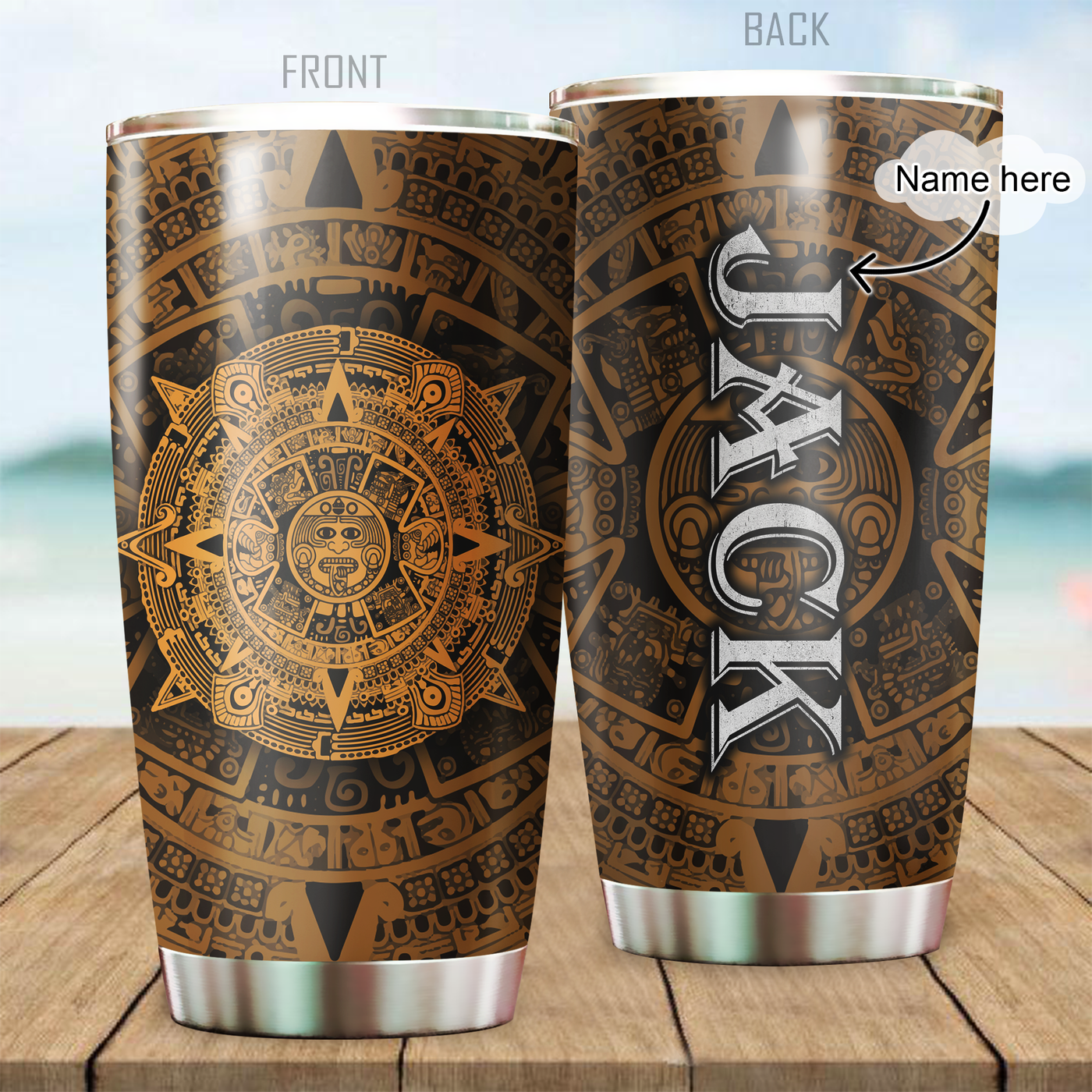 Aztec Mexico Beautiful Style Personalized - Tumbler - Owls Matrix LTD