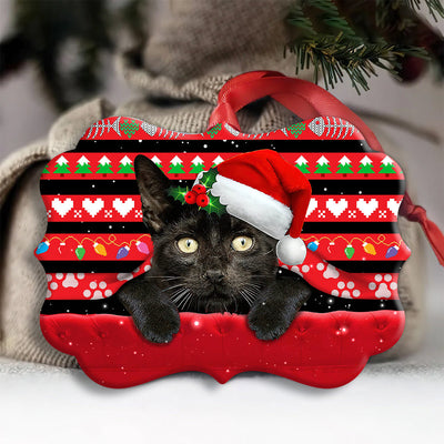 Christmas Black Cat Funny Xmas Decor Tree Hanging - Horizontal Ornament - Owls Matrix LTD