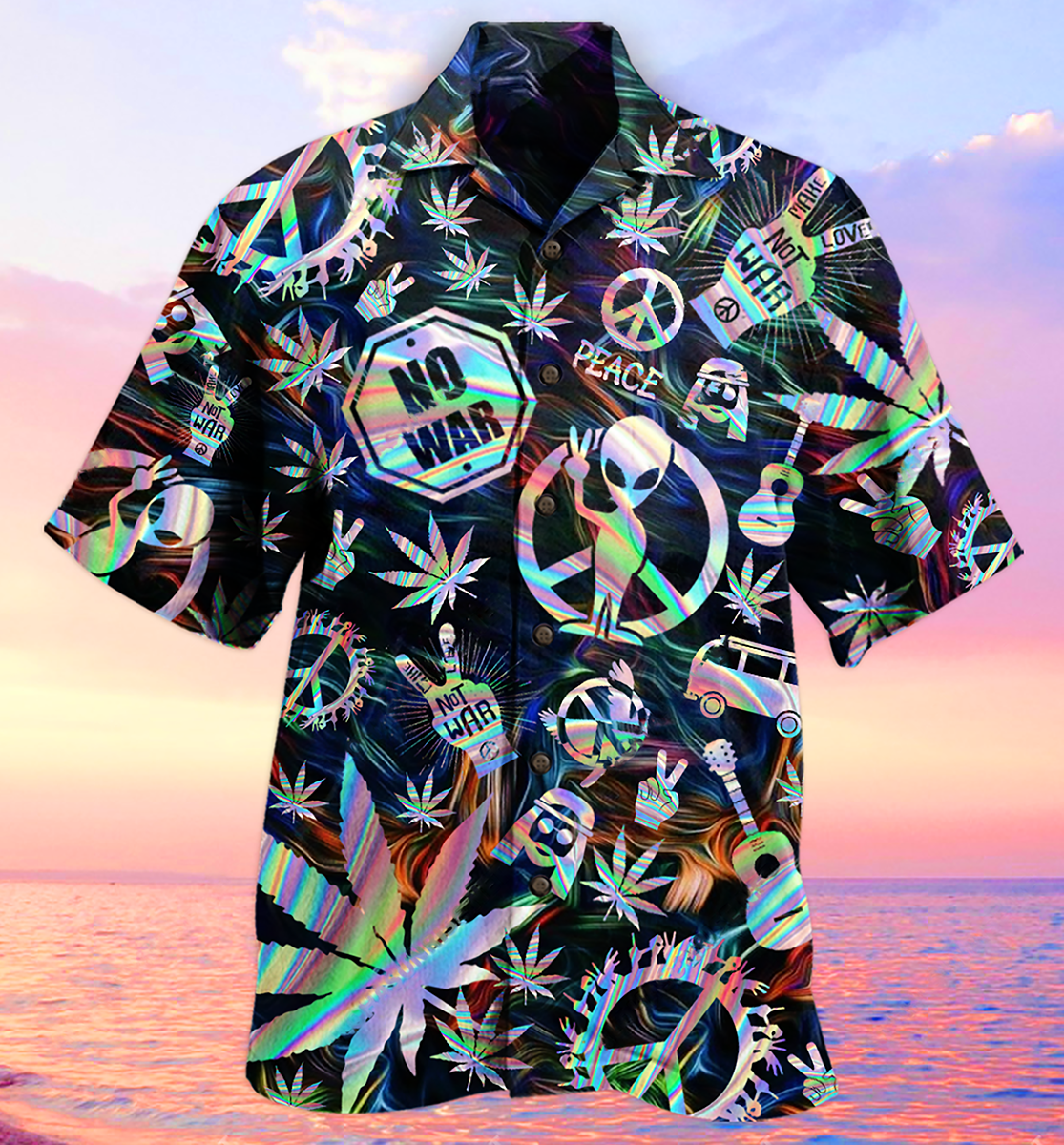 Hippie Alien Peace Life - Hawaiian Shirt - Owls Matrix LTD