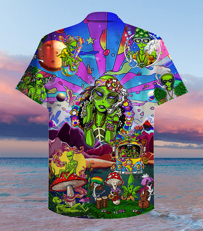 Hippie Alien Peace Life Color - Hawaiian Shirt - Owls Matrix LTD