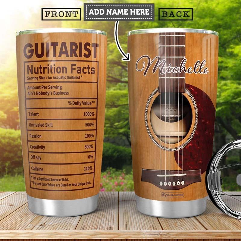 Guitar Acoustic Nutrition Fact Personalized - Tumbler - Owls Matrix LTD