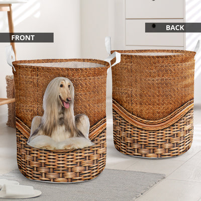 Afghan Hound Dog Rattan Teaxture Cool Style - Laundry Basket - Owls Matrix LTD