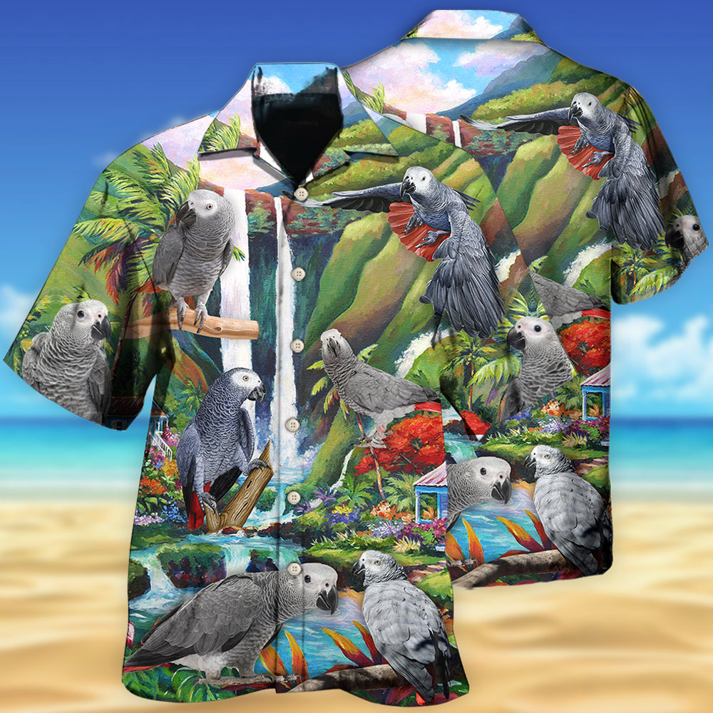Parrot African Grey Style - Hawaiian Shirt - Owls Matrix LTD