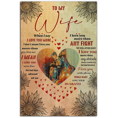 12x18 Inch Black Woman Afro Couple Black Girl To My Wife With Classic Style - Vertical Poster - Owls Matrix LTD