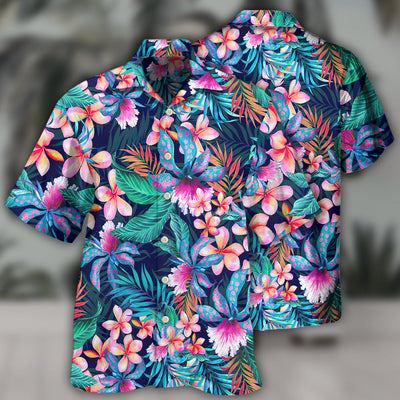 Flower Tropical Floral Aloha Summer Time - Hawaiian Shirt - Owls Matrix LTD
