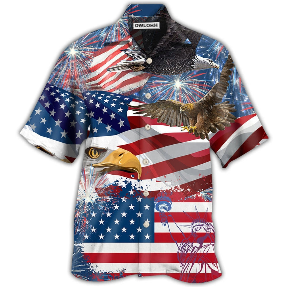 Hawaiian Shirt / Adults / S America 4th Of July America Eagle Freedom - Hawaiian Shirt - Owls Matrix LTD