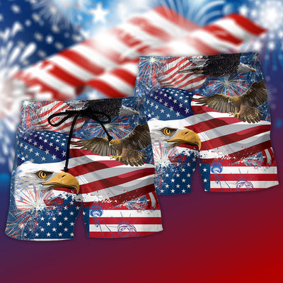America 4th Of July Eagle Freedom - Beach Short - Owls Matrix LTD