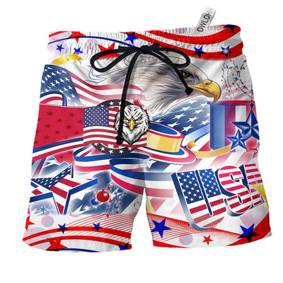 Beach Short / Adults / S America Eagle Amazing Day - Beach Short - Owls Matrix LTD