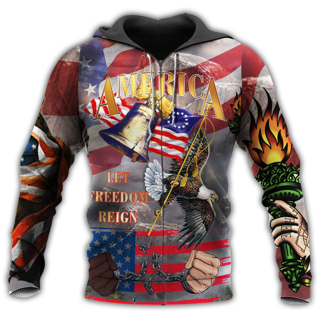 Zip Hoodie / S America Freedom Reign Flag - Hoodie - Owls Matrix LTD