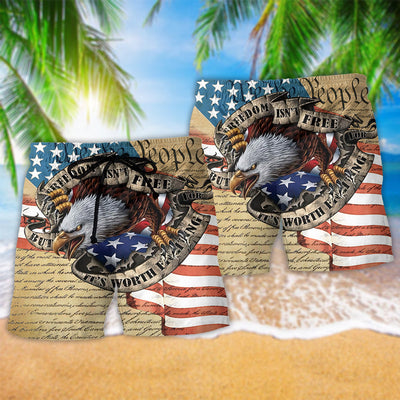 America Freedom Worth Fighting For Classic Style - Beach Short - Owls Matrix LTD