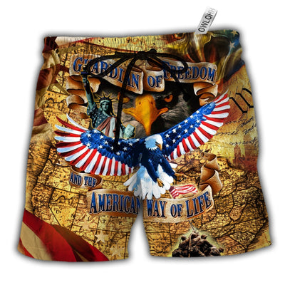 Beach Short / Adults / S America Guardian Of Freedom And The American Way Of Life Eagle - Beach Short - Owls Matrix LTD