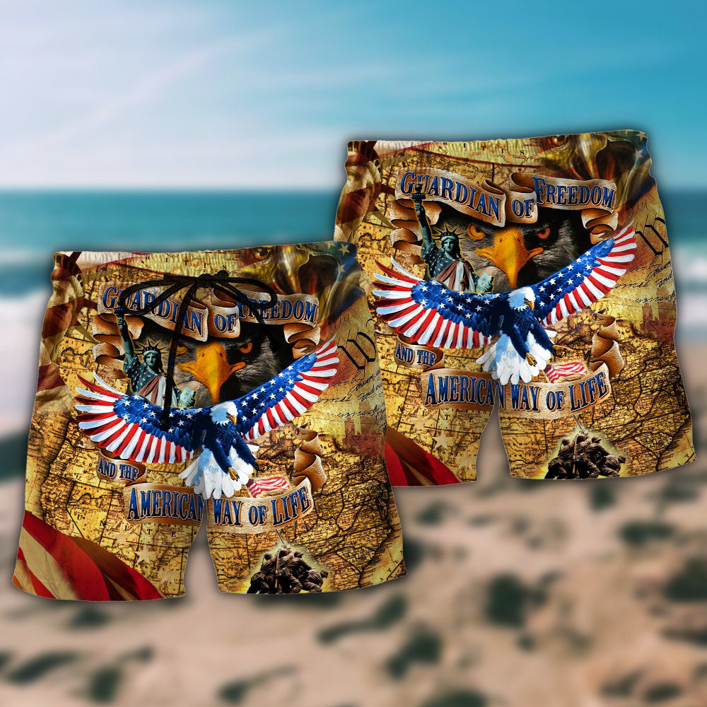America Guardian Of Freedom And The American Way Of Life Eagle - Beach Short - Owls Matrix LTD