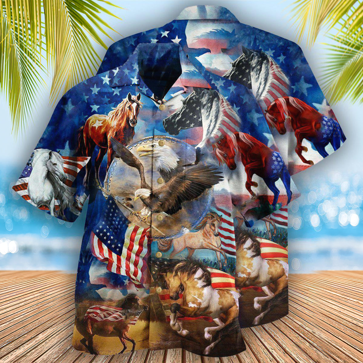 America Horse Patriotic America - Hawaiian Shirt - Owls Matrix LTD