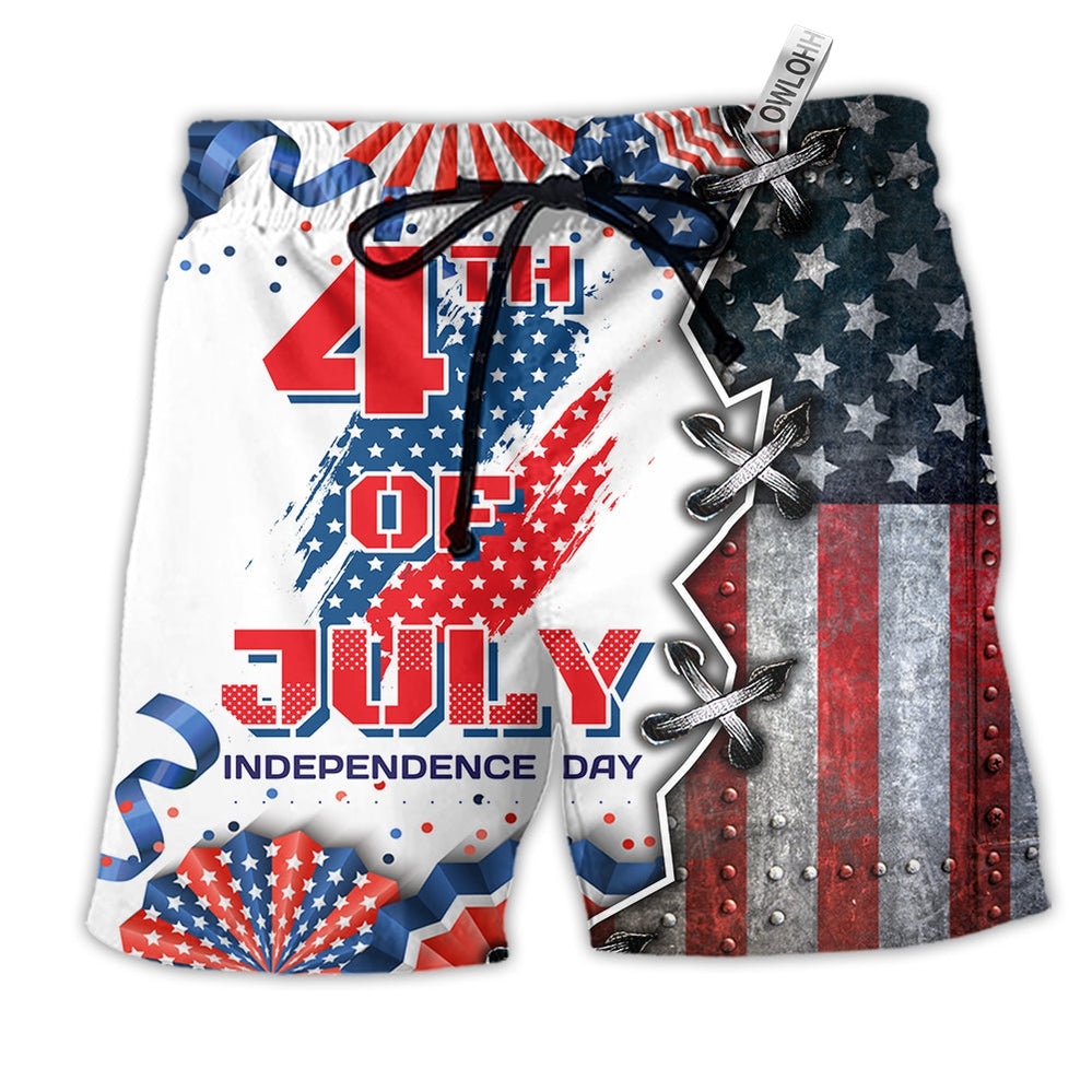 Beach Short / Adults / S America Independence Day 4th Of July - Beach Short - Owls Matrix LTD