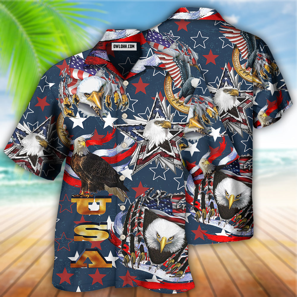 America Love Eagle Freedom Happy - Hawaiian Shirt - Owls Matrix LTD