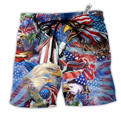 Beach Short / Adults / S America My Heat Beats True To My Country Patriotism - Beach Short - Owls Matrix LTD