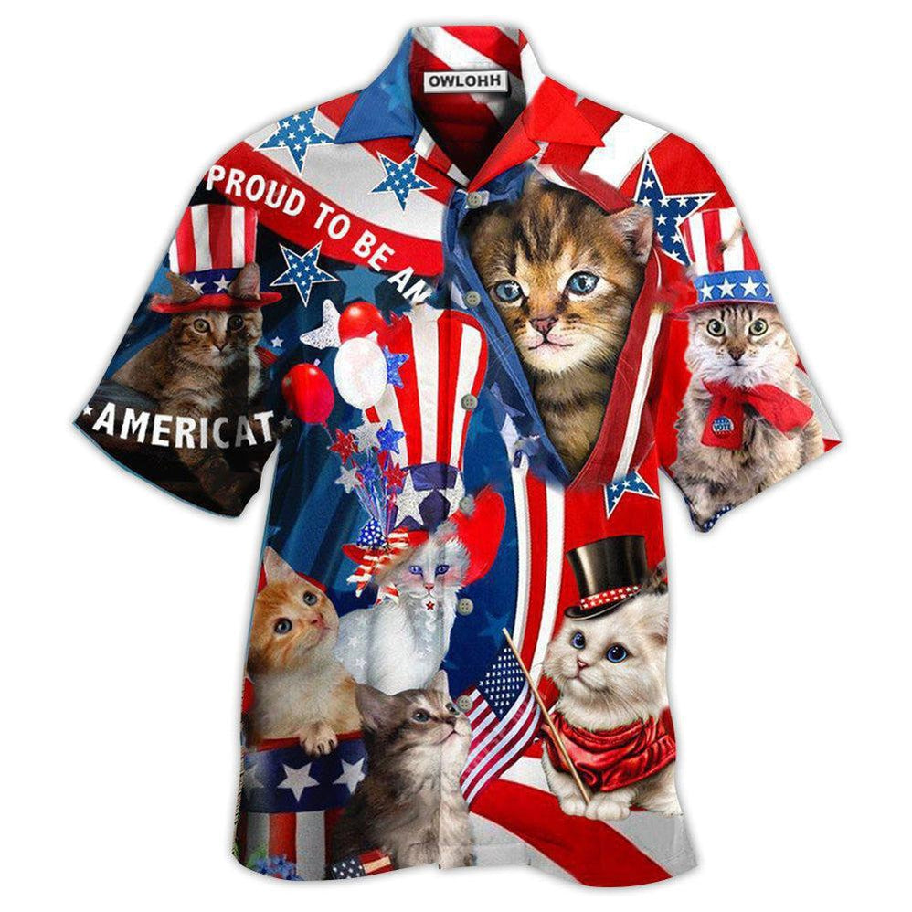 Hawaiian Shirt / Adults / S America Proud To Be An Cat - Hawaiian Shirt - Owls Matrix LTD