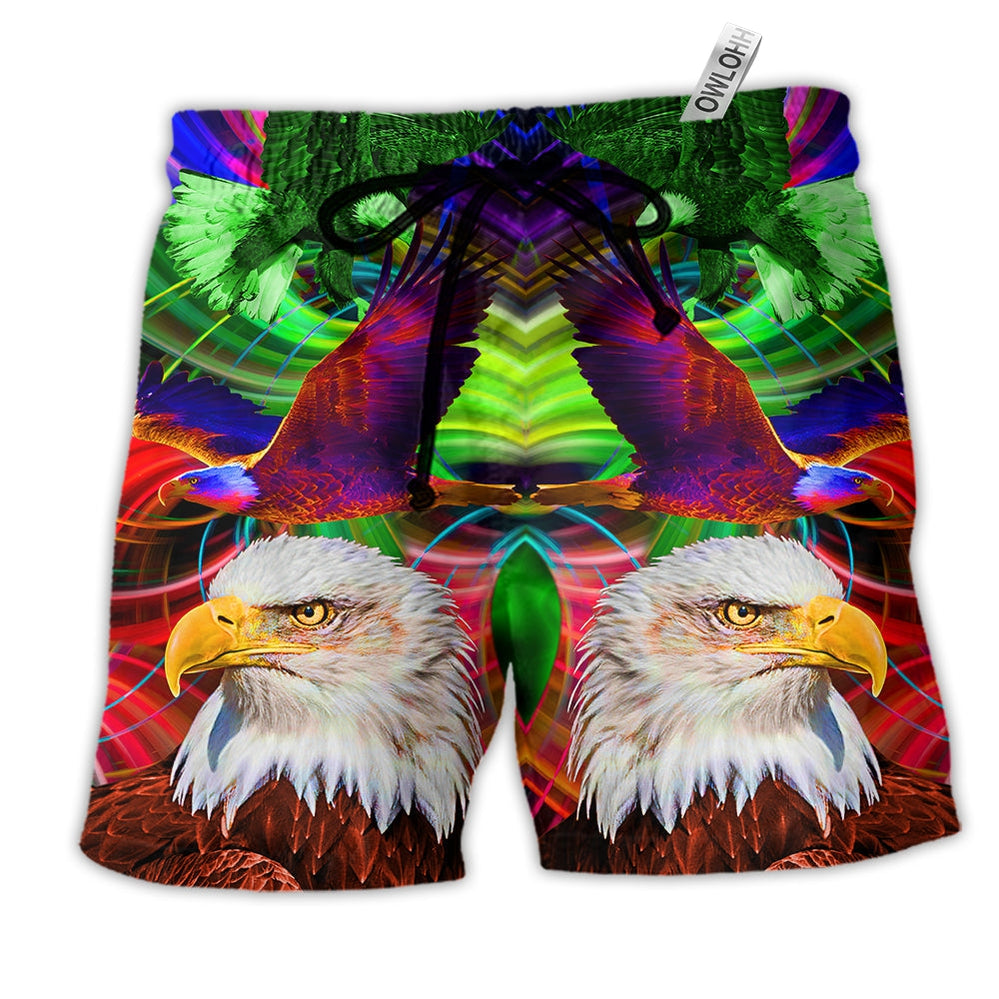 Beach Short / Adults / S American Eagle Amazing Colorful - Beach Short - Owls Matrix LTD
