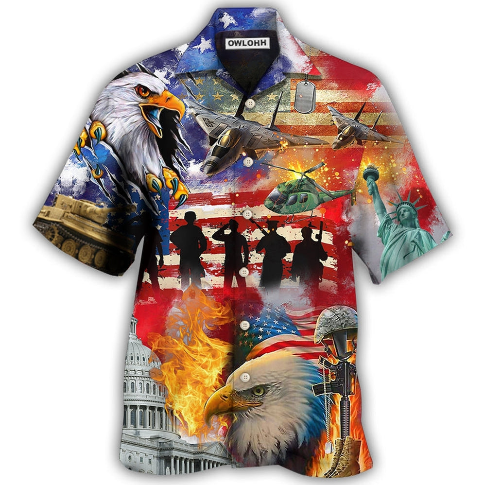 Hawaiian Shirt / Adults / S Veteran Independence Day American - Hawaiian Shirt - Owls Matrix LTD