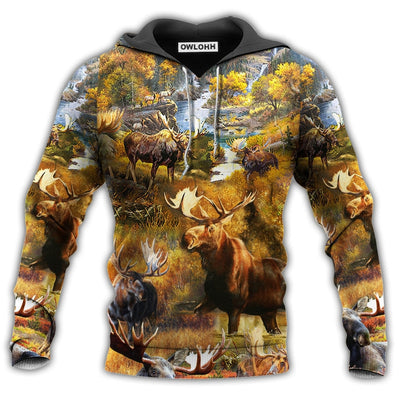 Moose Animals Advice From A Moose Spend Time In The Woods - Hoodie - Owls Matrix LTD
