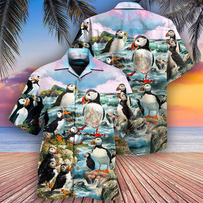 Penguin Animals Penguins On The Coast And Blue Sky - Hawaiian Shirt - Owls Matrix LTD