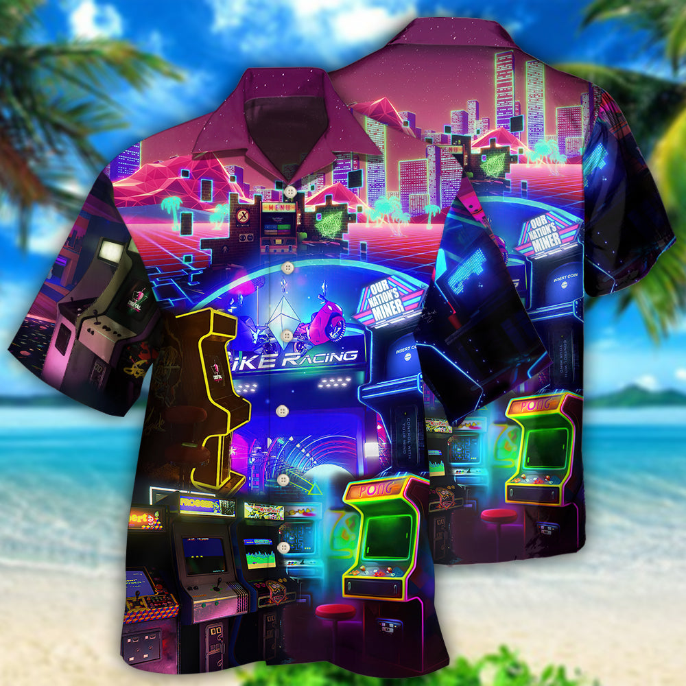 Game Arcade Gaming Make Me Happy - Hawaiian Shirt - Owls Matrix LTD