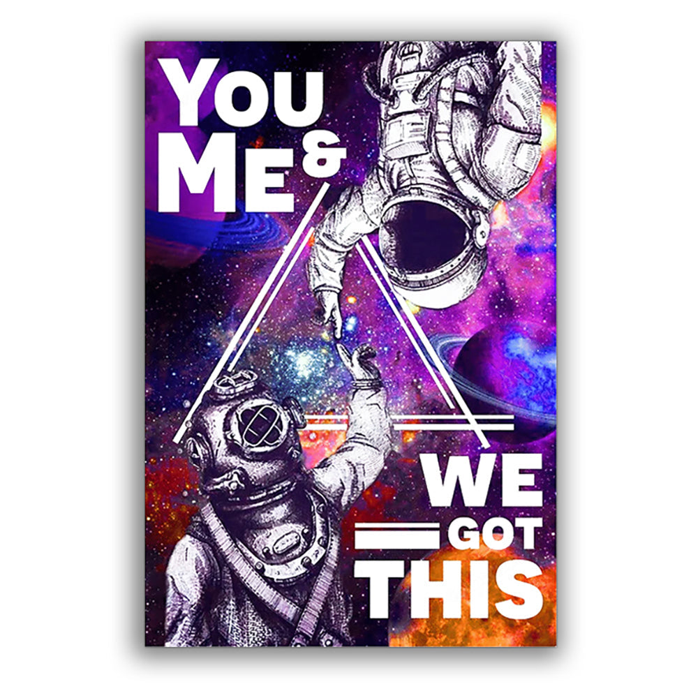 12x18 Inch Astronaut Diving You And Me We Got This Purple - Vertical Poster - Owls Matrix LTD