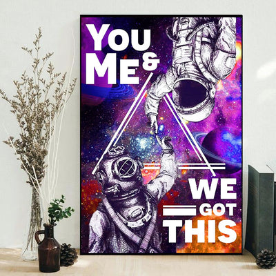 Astronaut Diving You And Me We Got This Purple - Vertical Poster - Owls Matrix LTD