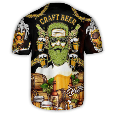 Beer Skull Craft Beer - Baseball Jersey - Owls Matrix LTD