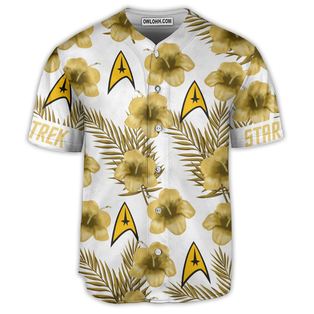Hibiscus Floral Star Trek Starships - Baseball Jersey