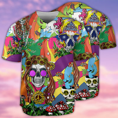 Hippie Skull Peace Life Color - Baseball Jersey - Owls Matrix LTD