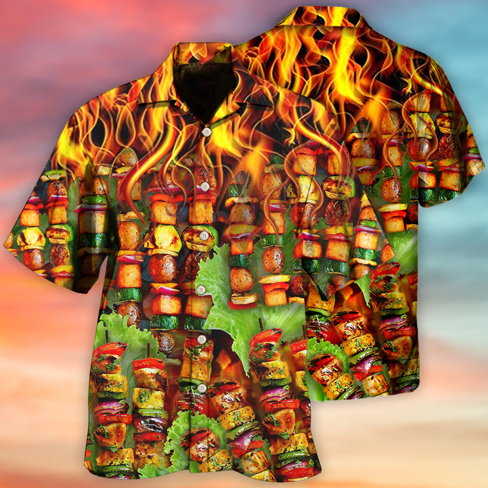BBQ Fire So So Hot Fire - Hawaiian Shirt - Owls Matrix LTD