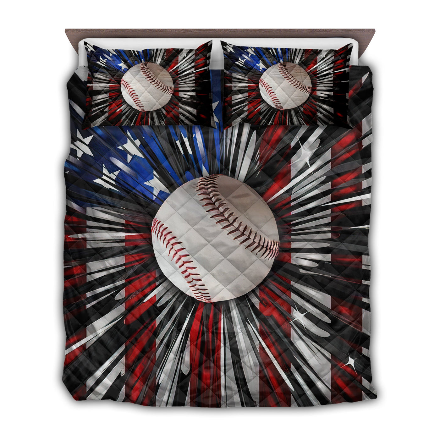 TWIN ( 50 x 60 INCH ) Baseball American Have Big Dream - Quilt Set - Owls Matrix LTD