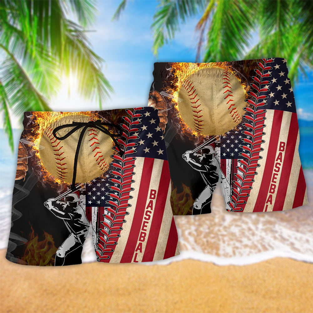 Baseball Nothing More American Than Baseball - Beach Short - Owls Matrix LTD