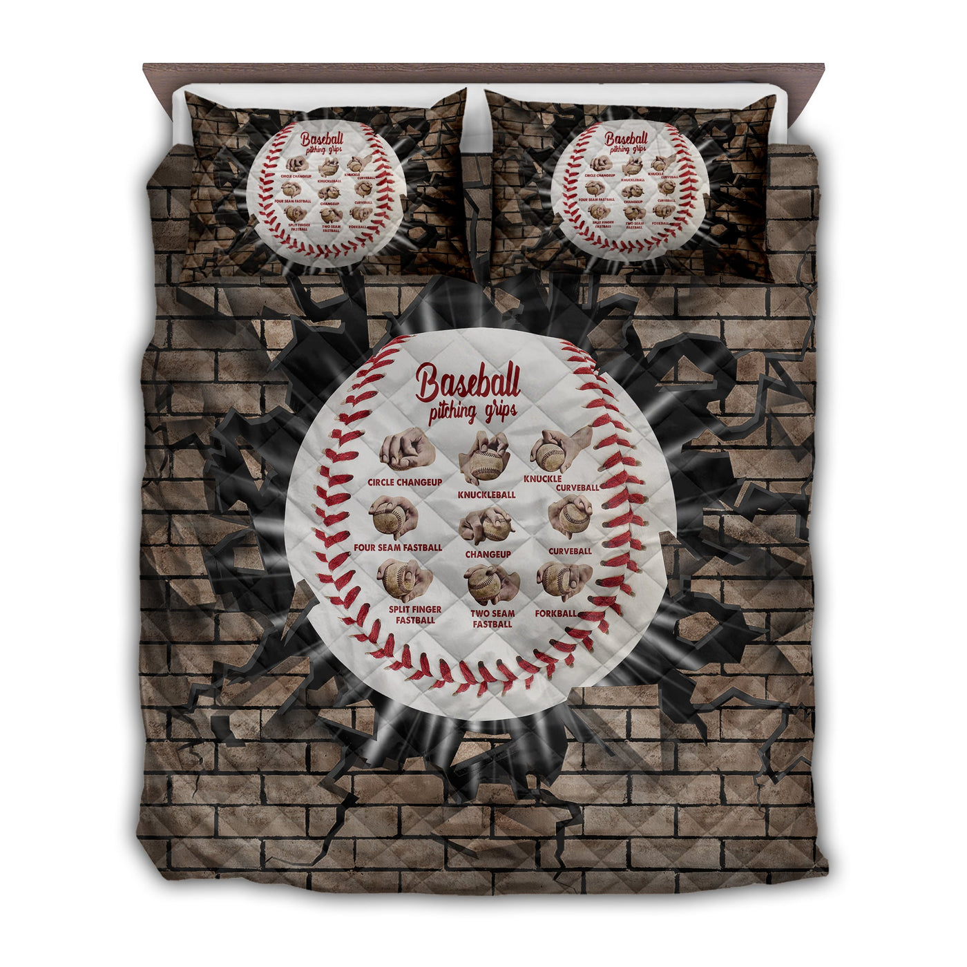 TWIN ( 50 x 60 INCH ) Baseball Pitching Grips Beautiful - Quilt Set - Owls Matrix LTD