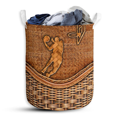 S: 17.72”x13.78” (45x35 cm) Basketball Male Rattan Teaxture - Laundry Basket - Owls Matrix LTD