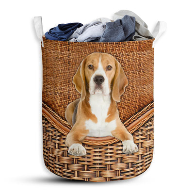 S: 17.72”x13.78” (45x35 cm) Beagle Dog Rattan Teaxture - Laundry Basket - Owls Matrix LTD