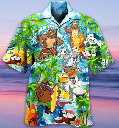 Bear Love Beach Love Animals - Hawaiian Shirt - Owls Matrix LTD
