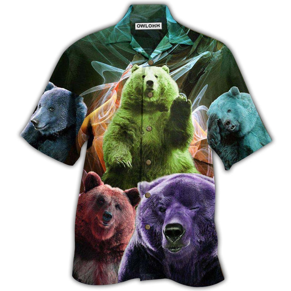 Hawaiian Shirt / Adults / S Bear Love Ligh Neon - Hawaiian Shirt - Owls Matrix LTD