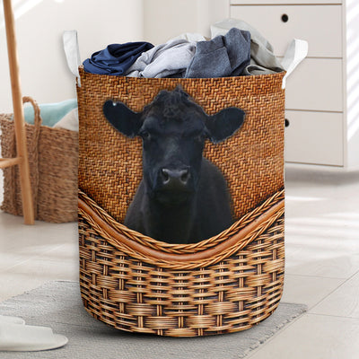 Cow Beef Cattle Cow Rattan Teaxture - Laundry Basket - Owls Matrix LTD
