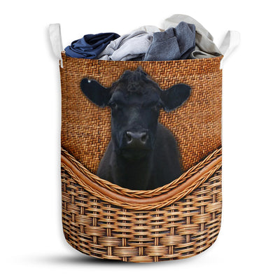 S: 17.72”x13.78” (45x35 cm) Cow Beef Cattle Cow Rattan Teaxture - Laundry Basket - Owls Matrix LTD