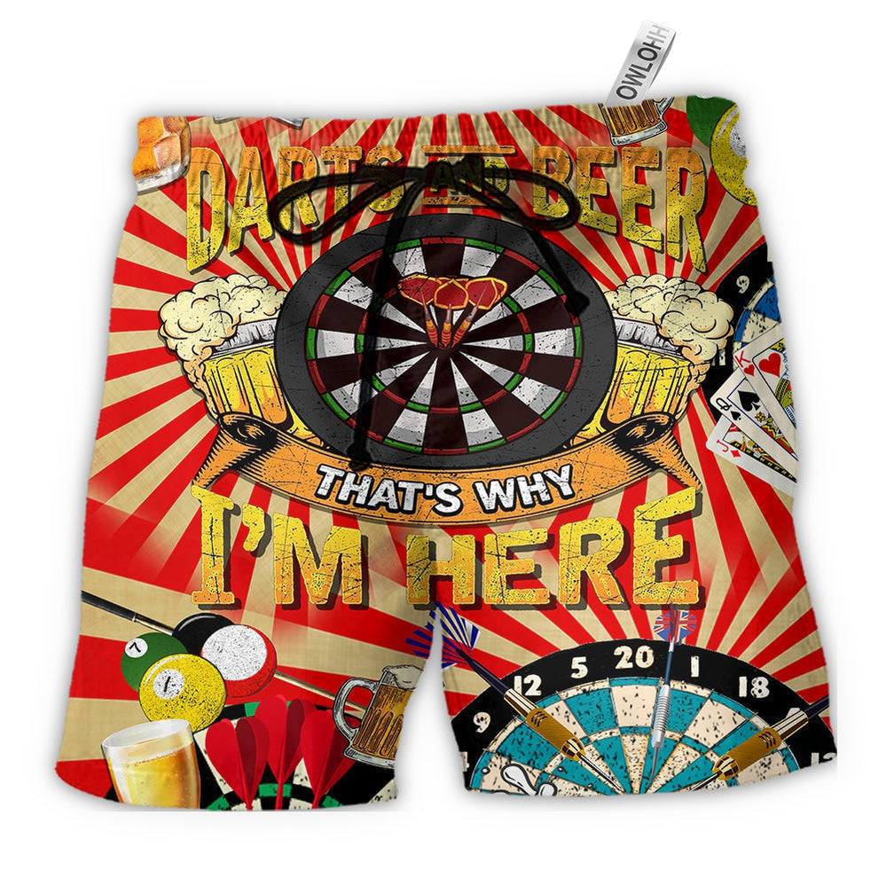 Beach Short / Adults / S Darts And Beer Thats Why I'm Here Funny Style - Beach Short - Owls Matrix LTD