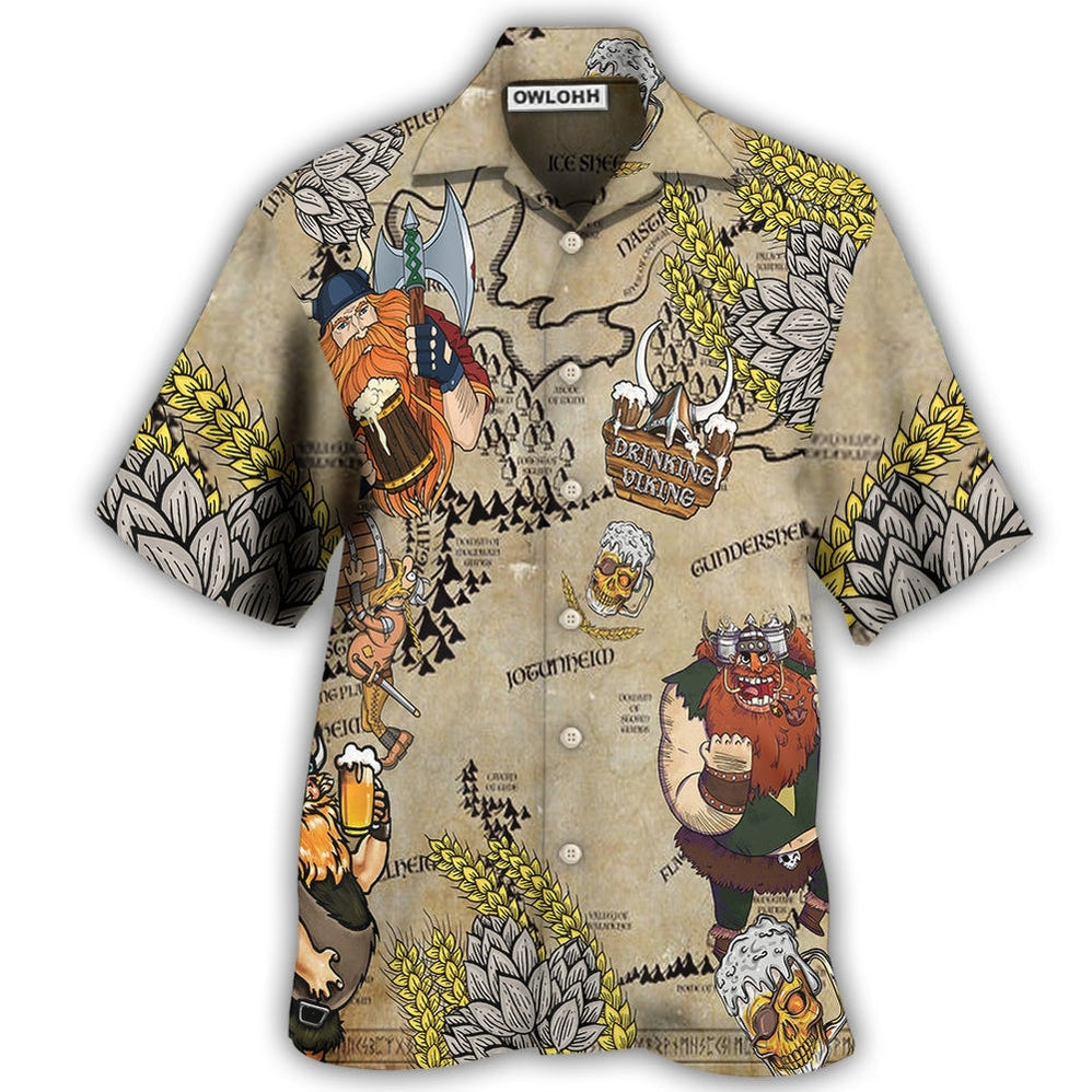 Hawaiian Shirt / Adults / S Beer Viking Drinking Beer - Hawaiian Shirt - Owls Matrix LTD