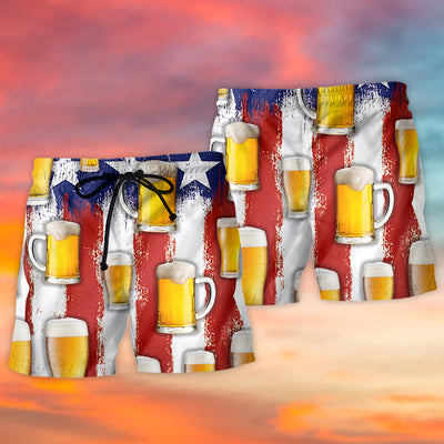Beer Happy Independence Day America Basic - Beach Short - Owls Matrix LTD